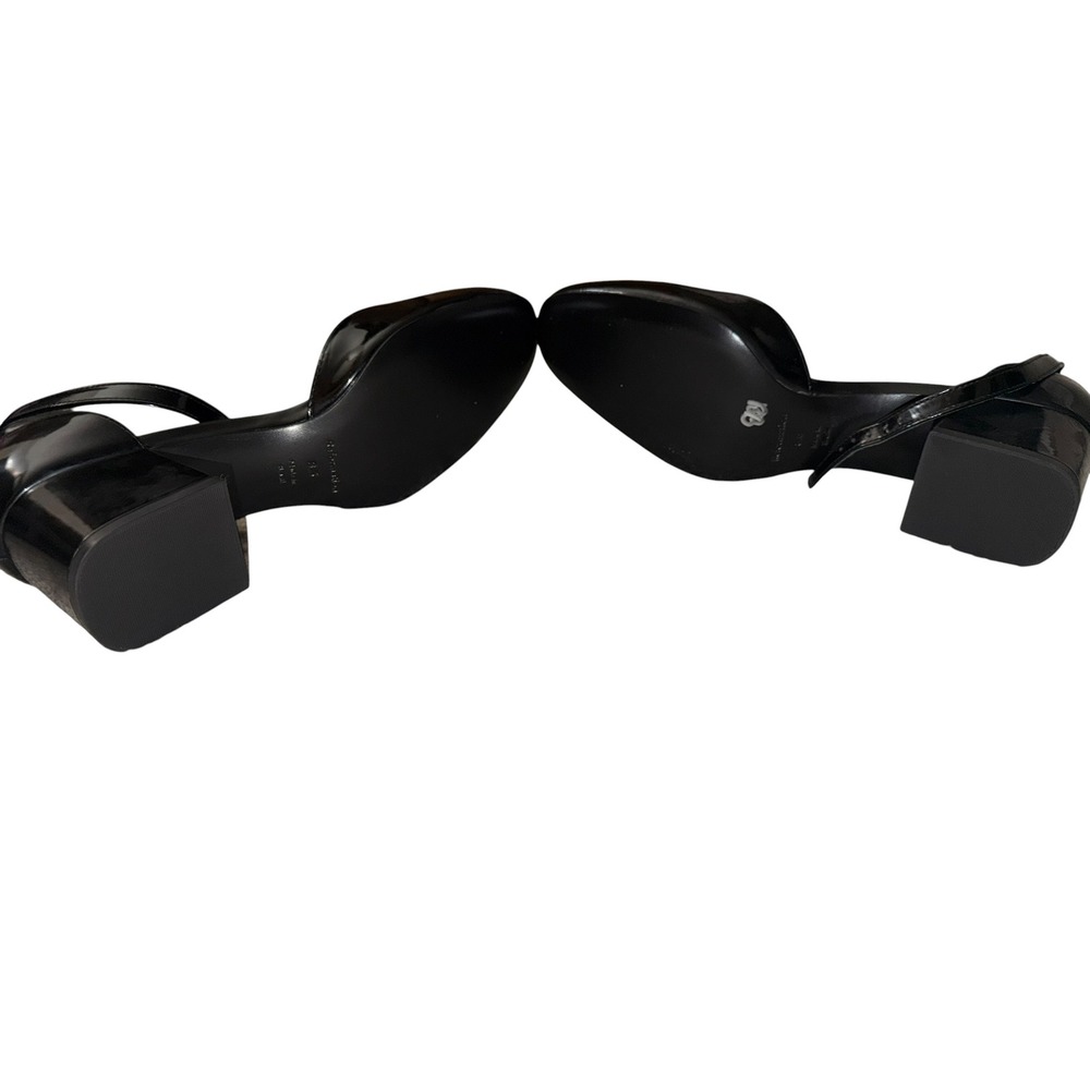 Reformation Black Almond Toe Block Heels Sz 8.5 Minimalist Gothic Office Chic - Picture 3 of 7